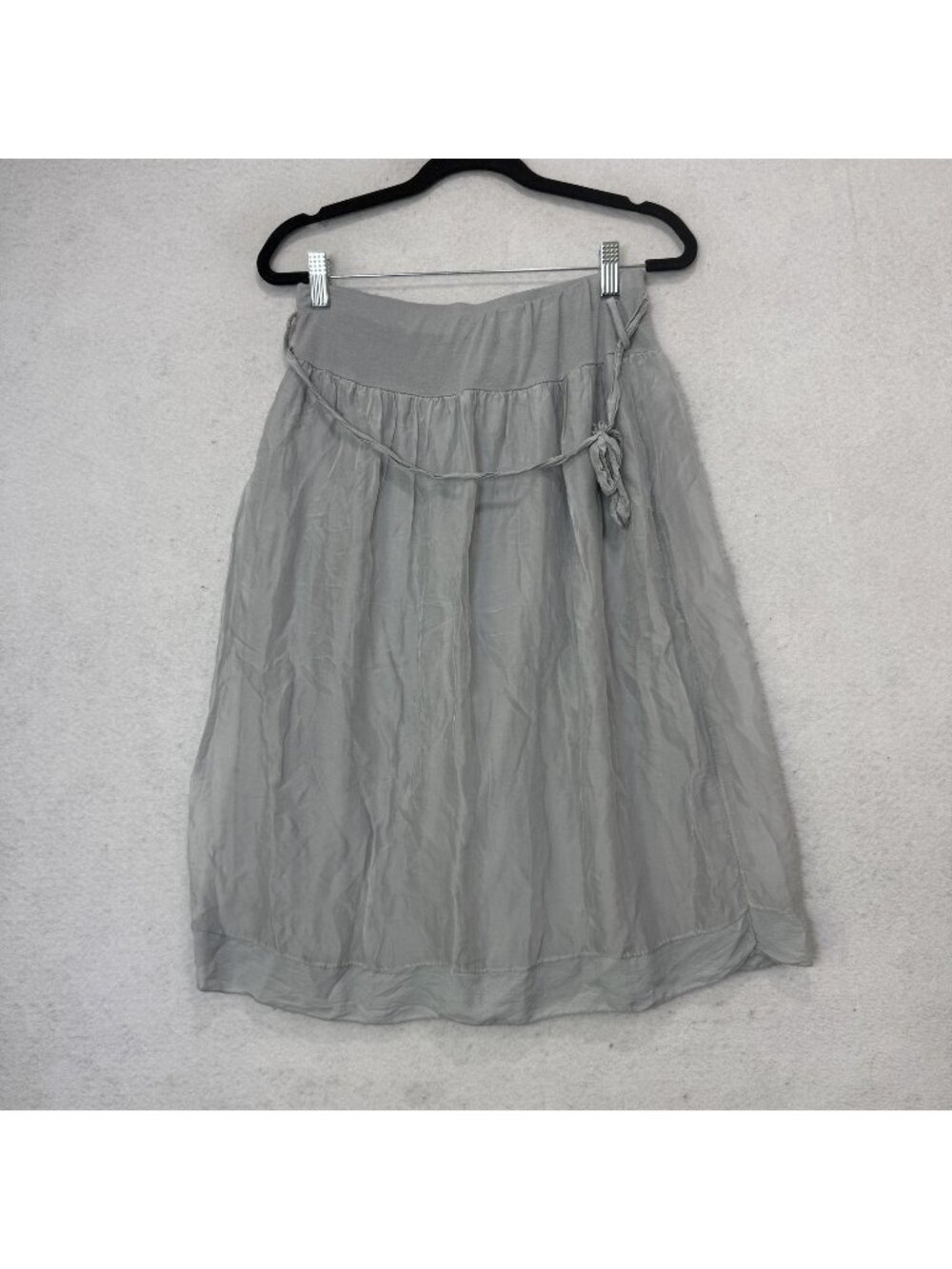 M Skirt Womens M/L Gray Chiffon A Line Midi Elastic Waist Made Italy Casual